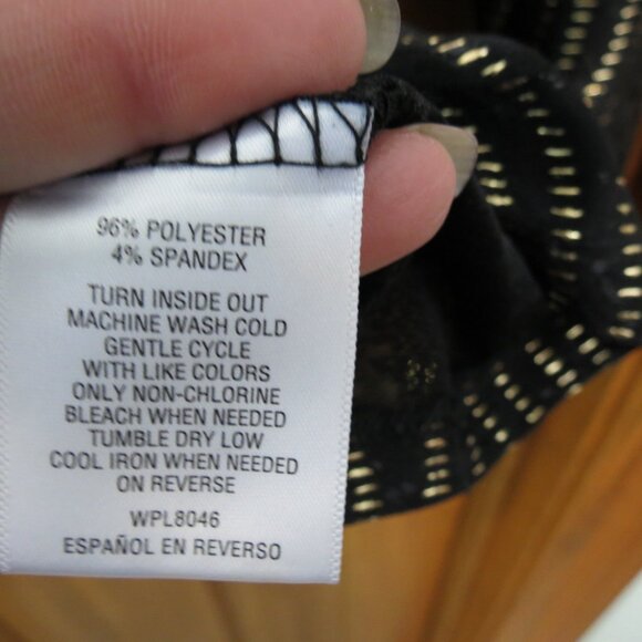 JM Collection Black & Gold 3/4 Sleeve Top Size Petite Medium - Picture 8 of 8